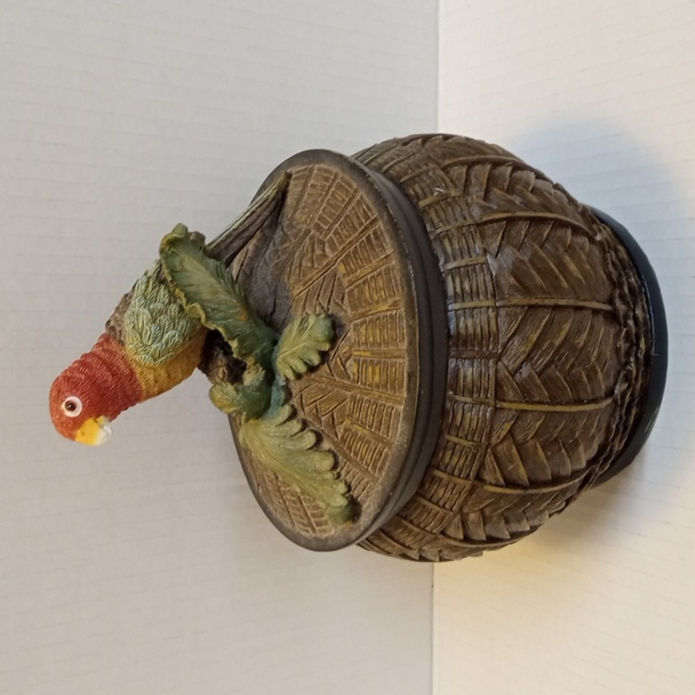 Parrot Decorative Resin Trinket Box Vintage 9" Tall Rare Piece